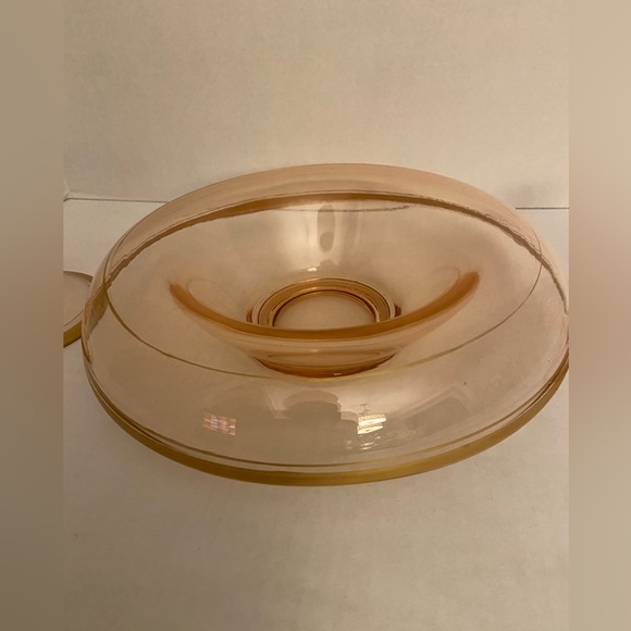 Vintage Pink Depression Glass Console Bowl/2 Candle Holders - Picture 2 of 5